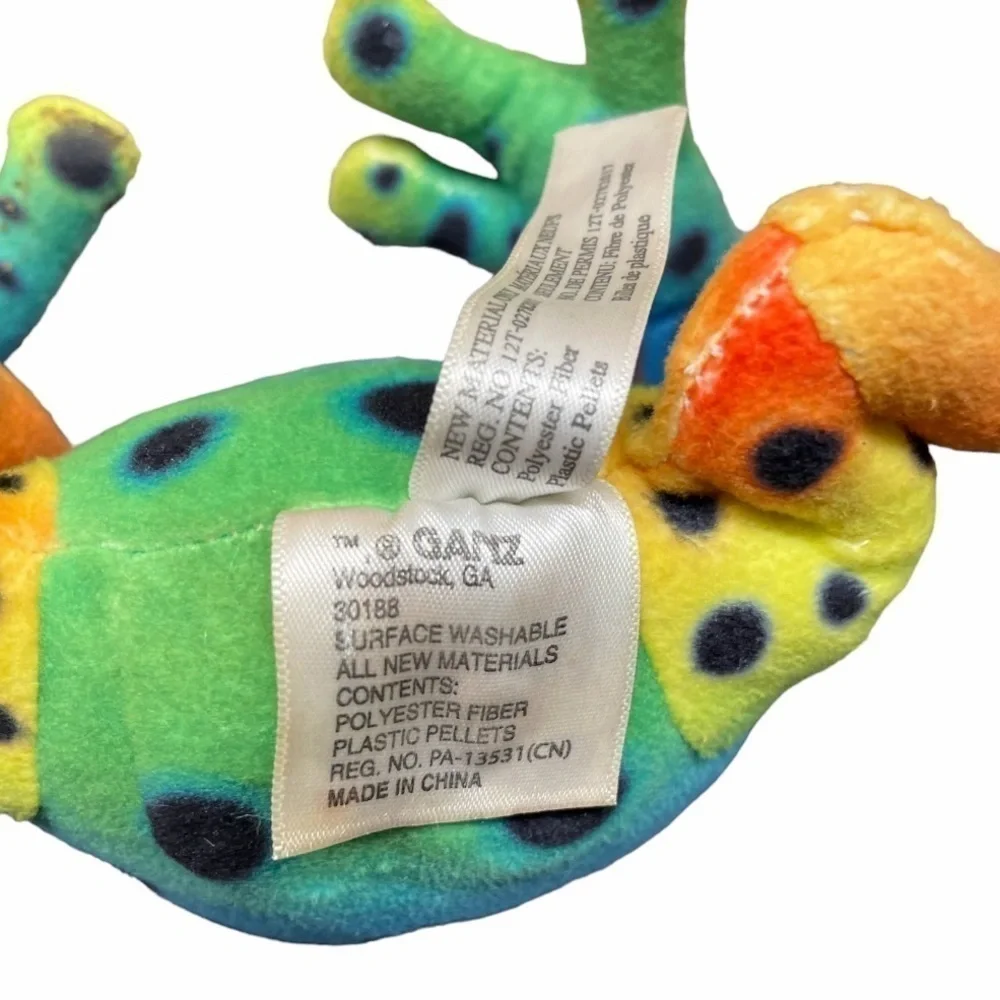 VINTAGE Ganz Rainforest Frog Plush Stuffed Animal H14394 Multicolored Rainbow - Picture 7 of 11